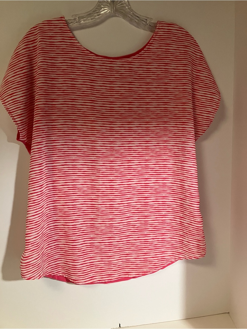 Women’s pink & White Striped Short Sleeve Top